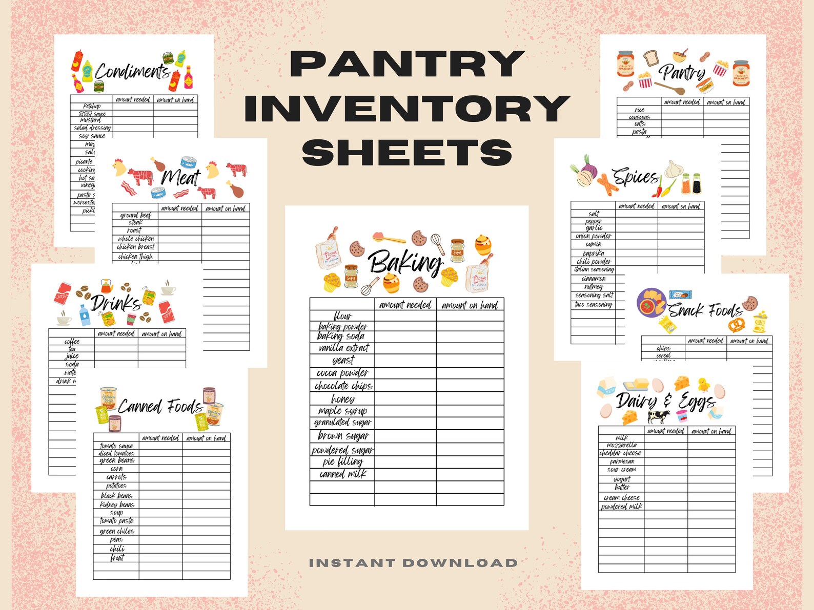 Printable Food Storage Inventory Lists Pantry, Fridge, & Freezer