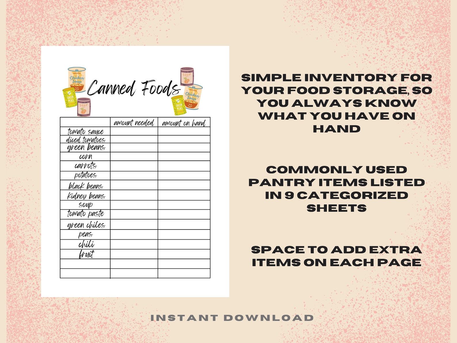 Printable Food Storage Inventory Lists Pantry, Fridge, & Freezer