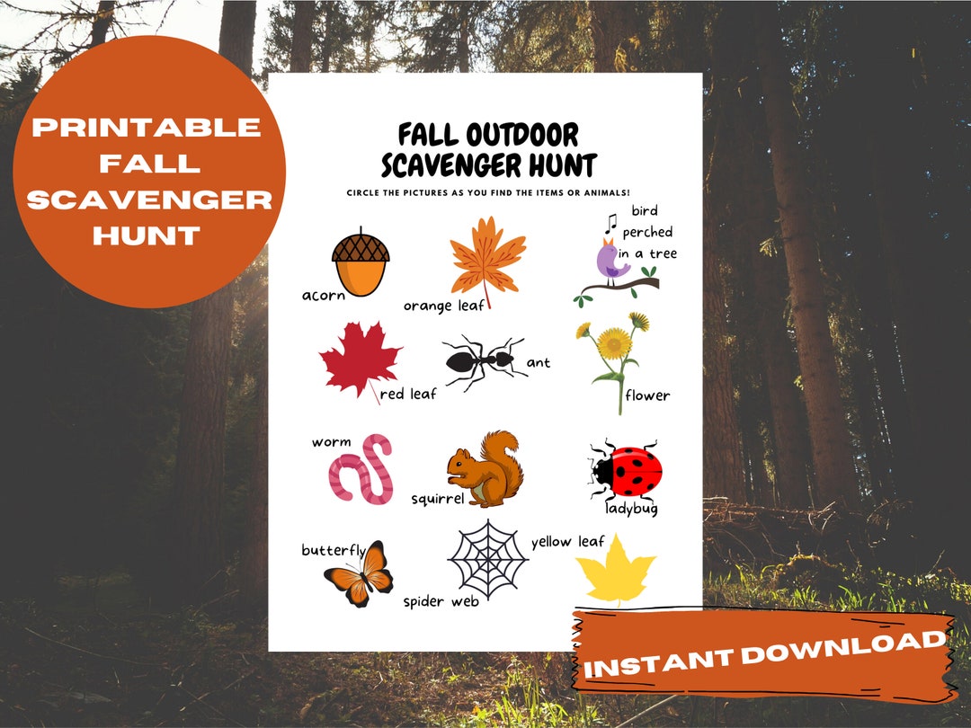 PRINTABLE Fall Outdoor Scavenger Hunt Fall Nature Study - Etsy