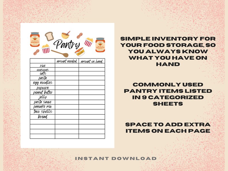 Printable Food Storage Inventory Lists Pantry, Fridge, & Freezer