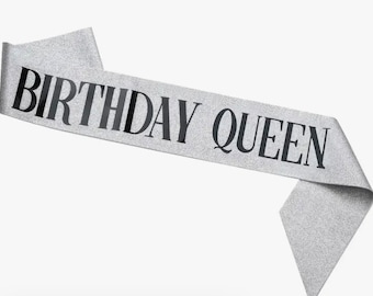 Silver Birthday Queen Sash