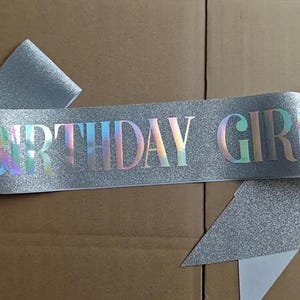 Silver Birthday Girl Sash