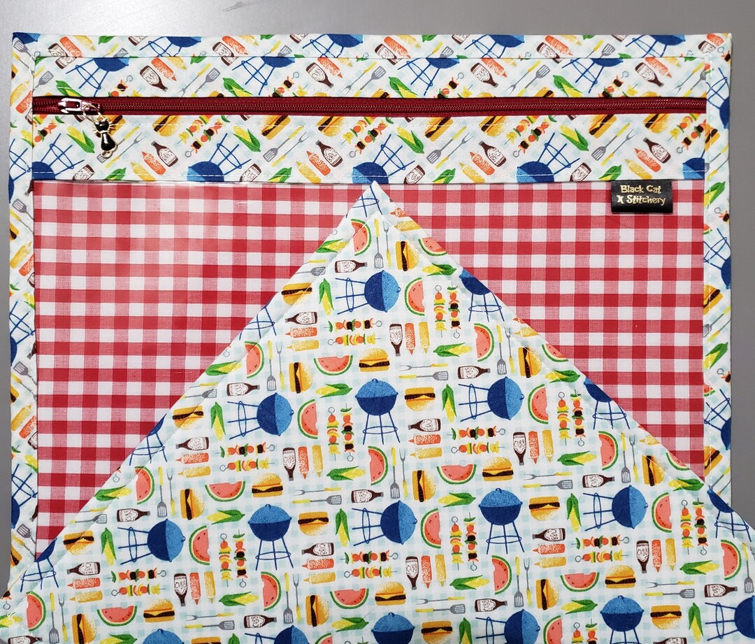 11x14 Vinyl Front Project Bag/ Mini Floss Buddy/ Vinyl Front Project Bag Made to Order/ Barbq