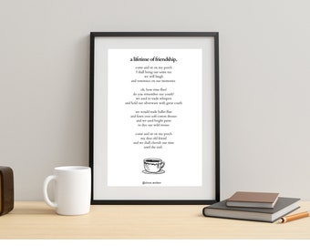 Poëzie kunst, digitale vriendschap gedicht poster, gedicht print, cadeau voor vriend, housewarming cadeau, kerstcadeau, afdrukbaar, kunst aan de muur, aangepaste