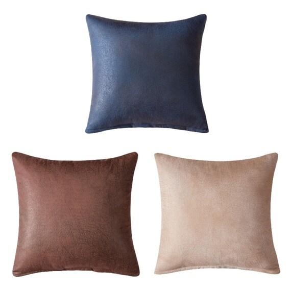 Set Of 4 Faux Leather Throw Cushion Covers
