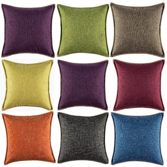 Set Of 4 Trimmed Cord Linen Cushion Covers