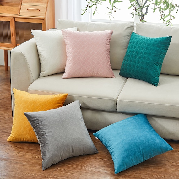 Velvet Checkered Cushion (1 Cover Only) 18 x 18 inches