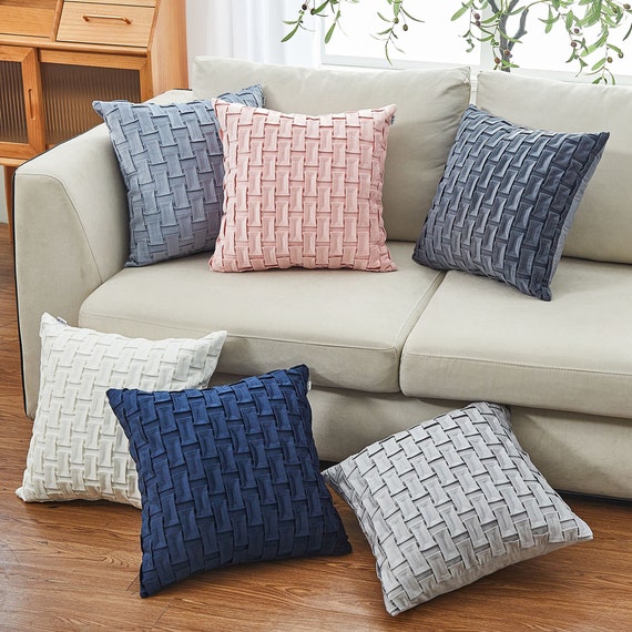Set Of 2 Velvet tiles cushion pillow Covers Only 18 x 18 inches