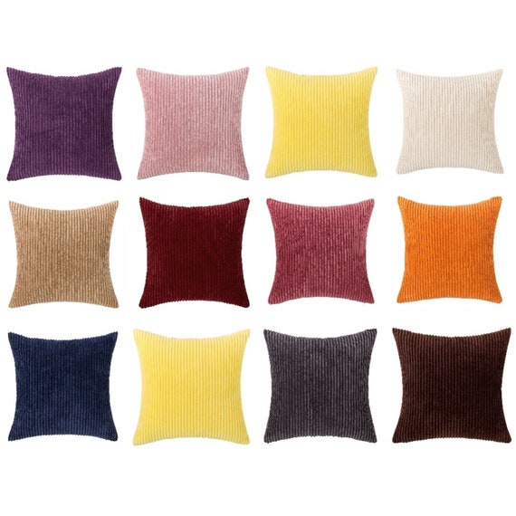Set Of 4 Throw Corduroy soft Stripes Cushion Covers