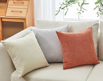 Set Of 2  Linen Cotton Polyester blend Cushion pillow Covers only 18 x 18 inches