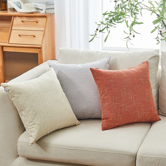 Set Of 2 Linen Cotton Polyester blend Cushion pillow Covers only 18 x 18 inches