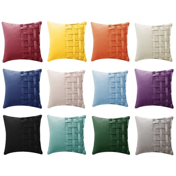 Set Of 4 Throw Velvet Bold Cross Cushion Covers