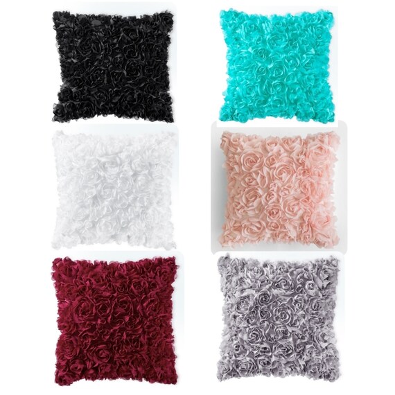 3D Chiffon Rose Cushion Covers