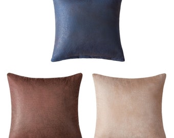 Set Of 2 Faux leather Throw Cushion Covers