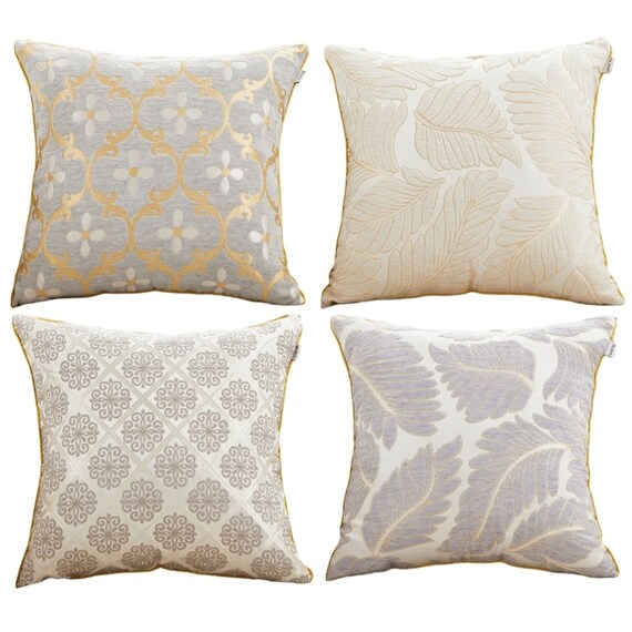 Set Of 2 Chenille Floral Throw Pillow cushion Covers only 18 x 18 inches