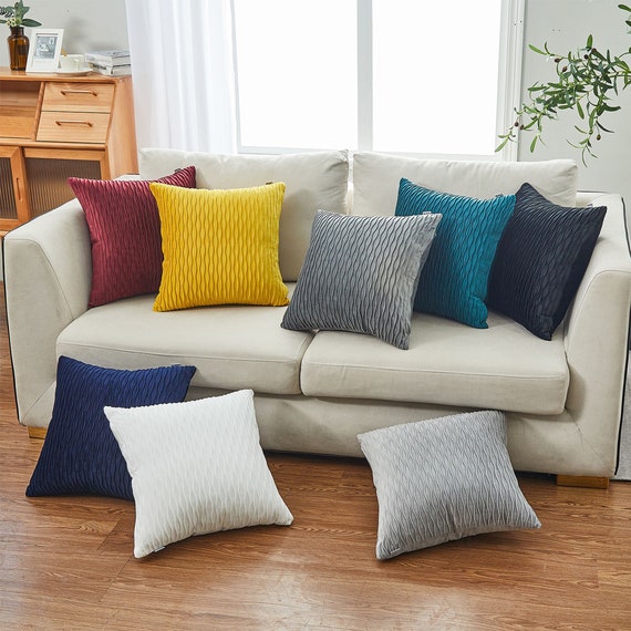 Set Of 2 Velvet waves Throw Pillow Covers 18 x 18 inches