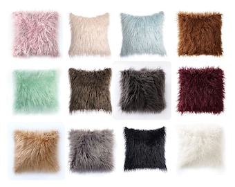 Set Of 4 Faux Fur Throw Cushion Covers