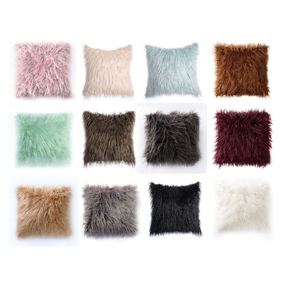 Set Of 4 Faux Fur Throw Cushion Covers