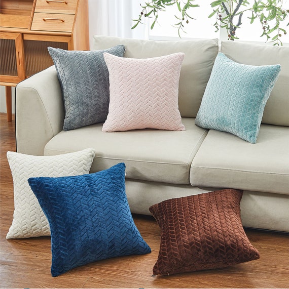 Set Of 2 Velvet Leaves cushion pillow covers only 18 x 18 inches