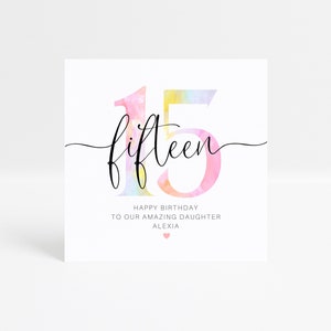 Biglietto d'auguri personalizzato per 15 quindici, figlia, sorella, nipote, migliore amica, ricordo, regalo