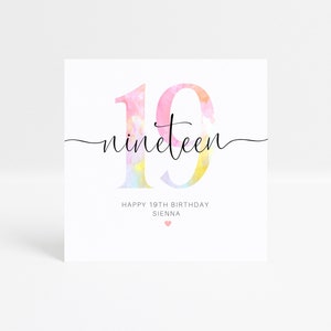 Carte d'anniversaire personnalisée dix-neuf, fille, soeur, petite-fille, nièce, meilleure amie, souvenir, cadeau
