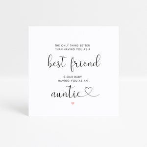 Best Friend promoted to Auntie card, pregnancy reveal, baby announcement