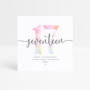 17e zeventien gepersonaliseerde verjaardagskaart, dochter, zus, kleindochter, nichtje, beste vriend, aandenken, cadeau