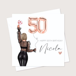50th Fifty Personalised Birthday Card, Daughter, Sister, Granddaughter, Niece, Best Friend image 2