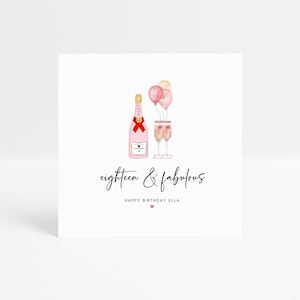 18e dix-huit carte d’anniversaire personnalisée, fille, sœur, petite-fille, nièce, meilleure amie, 18 ans et fabuleux