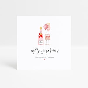 Biglietto d'auguri personalizzato per 80° ottanta, figlia, sorella, nipote, migliore amica, 80 e favoloso