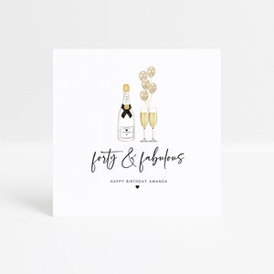 40e quarante carte d’anniversaire personnalisée, fille, sœur, petite-fille, nièce, meilleure amie, 40 et fabuleux