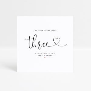 Personalisierte New Baby Card, und dann gab es drei, Babymitteilung
