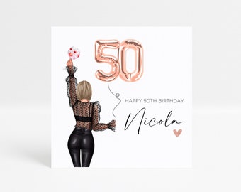 50th Fifty Personalised Birthday Card, Daughter, Sister, Granddaughter, Niece, Best Friend