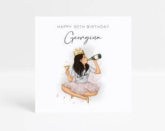 Personalised Birthday Card, 18th, 21st, 30th, 40th, 50th, Daughter, Sister, Granddaughter, Niece, Best Friend, Goddaughter, Prosecco Queen
