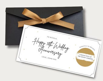 Wedding Anniversary Surprise Scratch Card, Personalised, for any occasion, ribbon envelope