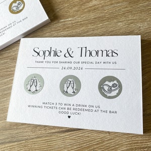 Carte à gratter de mariage personnalisée, boisson offerte, cadeau de mariage, jeux de mariage, style minimaliste