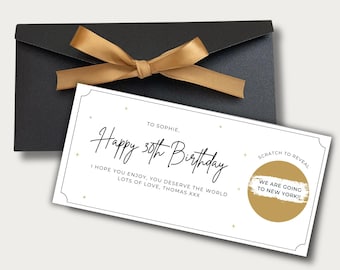 Carte à gratter surprise d'anniversaire, personnalisée, pour toutes les occasions, enveloppe en ruban