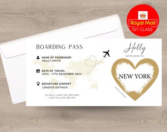 Carte à gratter personnalisée pour carte d'embarquement, papier professionnel de la plus haute qualité avec une enveloppe blanche à retirer et à sceller.
