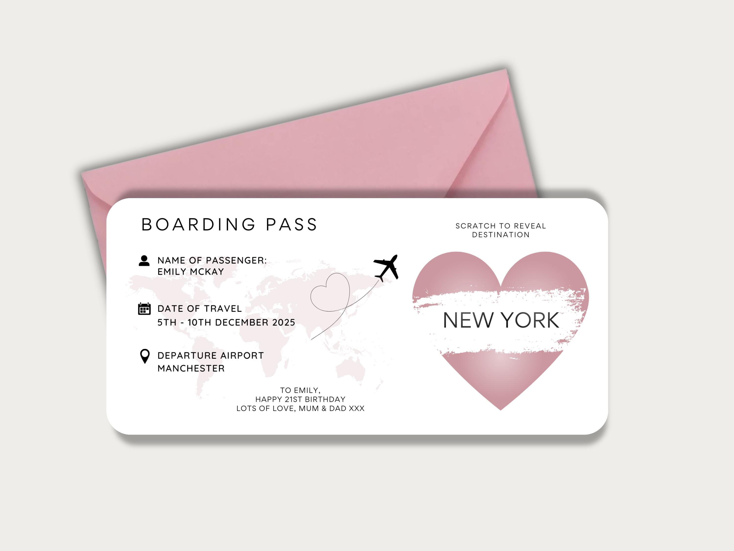 Boding Card Personalised Boarding Pass Scratch Card - Etsy