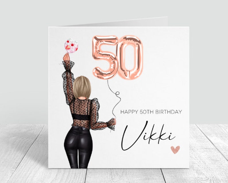 50th Fifty Personalised Birthday Card, Daughter, Sister, Granddaughter, Niece, Best Friend image 3