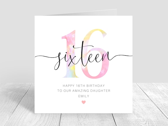 16th Sixteen Personalised Birthday Card Daughter Sister - Etsy