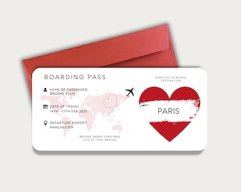 Carte d'embarquement personnalisée à gratter, bords arrondis, effet Holiday