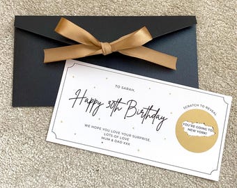 Any Occasion, Birthday Surprise, Merry Christmas Scratch Card, Personalised, for any occasion, ribbon envelope