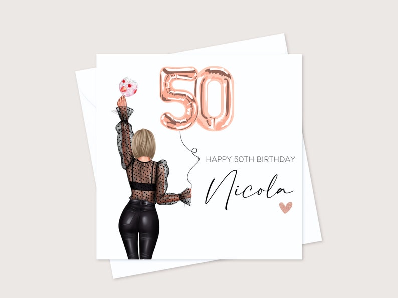50th Fifty Personalised Birthday Card, Daughter, Sister, Granddaughter, Niece, Best Friend image 2