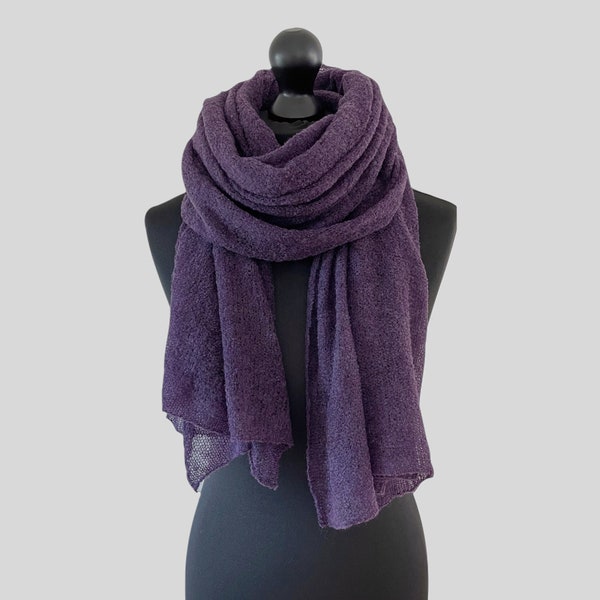 Soft lightweight merino wool scarf wrap deep purple violet