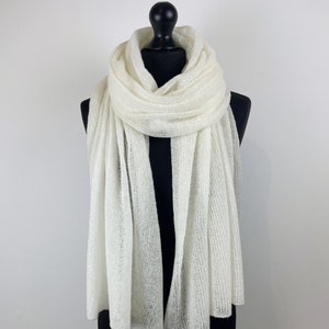 Milk white scarf wrap, merino wool, soft and lightweight, wedding shawl