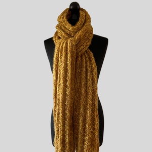 Hand knitted long mohair scarf, soft and warm