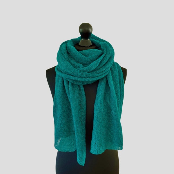 Pañuelo de lana merino suave y ligera envoltura verde esmeralda