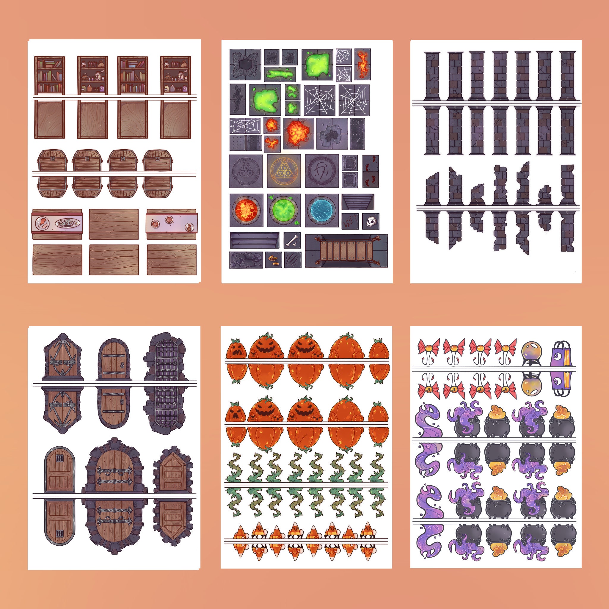 Full Color Printable Dungeon Tiles D&D/ Ttrpg Etsy