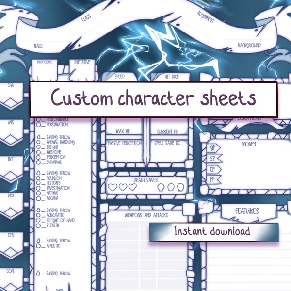 Storm Character sheet [dnd/dnd5e/ttrpg/rpg] printable
